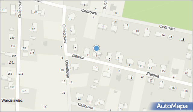 Rurzyca, Zielona, 3, mapa Rurzyca