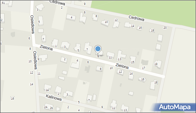 Rurzyca, Zielona, 9, mapa Rurzyca