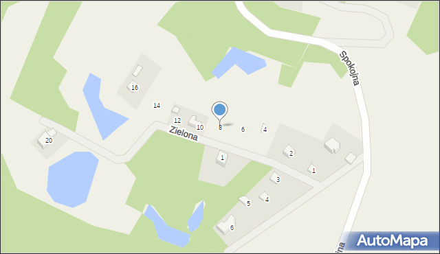Rybaki, Zielona, 8, mapa Rybaki
