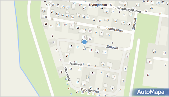 Rybojedzko, Zimowa, 13, mapa Rybojedzko