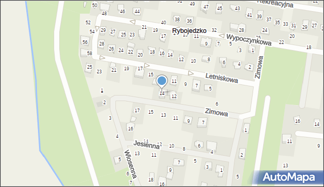 Rybojedzko, Zimowa, 14, mapa Rybojedzko