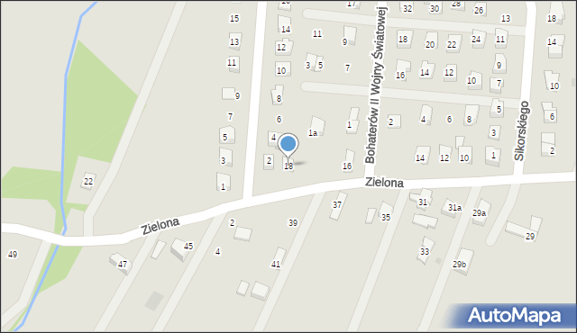 Rymanów, Zielona, 18, mapa Rymanów