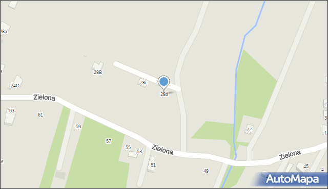 Rymanów, Zielona, 28d, mapa Rymanów