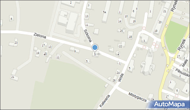 Rymanów, Zielona, 3, mapa Rymanów
