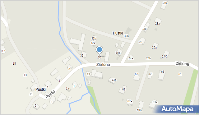 Rymanów, Zielona, 30, mapa Rymanów
