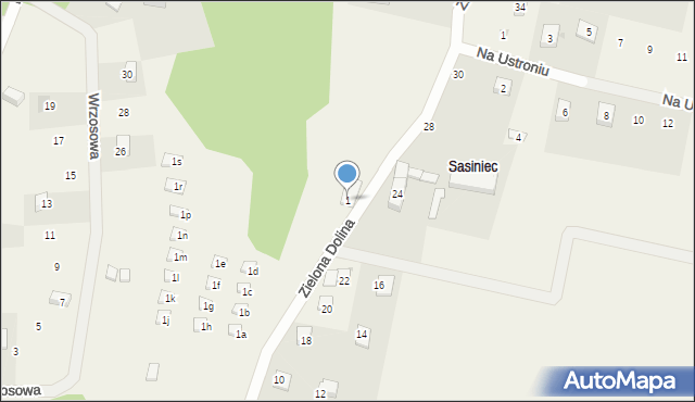 Sasino, Zielona Dolina, 1, mapa Sasino