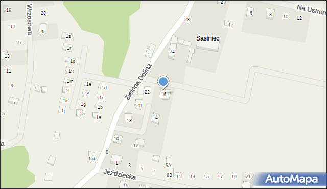 Sasino, Zielona Dolina, 16, mapa Sasino