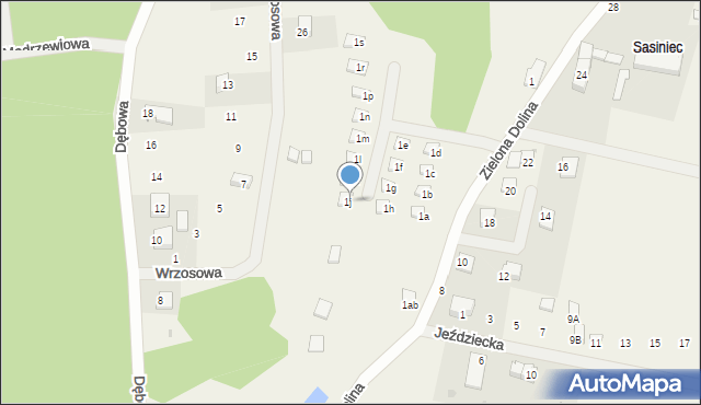 Sasino, Zielona Dolina, 1j, mapa Sasino