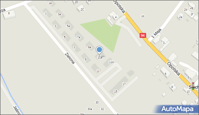 Siechnice, Zielona, 11a, mapa Siechnice
