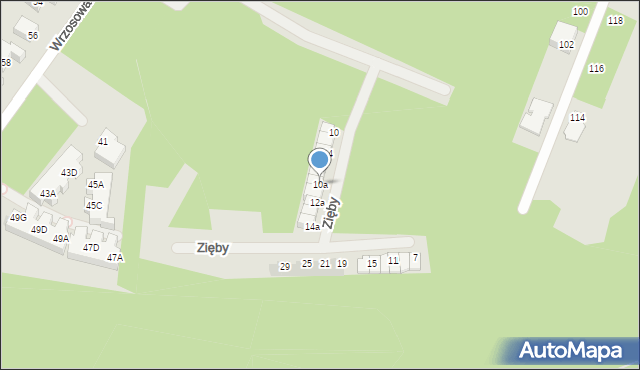 Siedlce, Zięby, 10a, mapa Siedlce