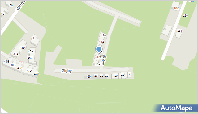 Siedlce, Zięby, 12a, mapa Siedlce