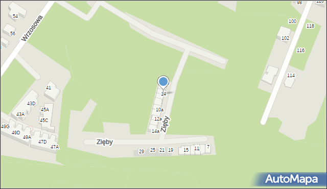 Siedlce, Zięby, 14, mapa Siedlce