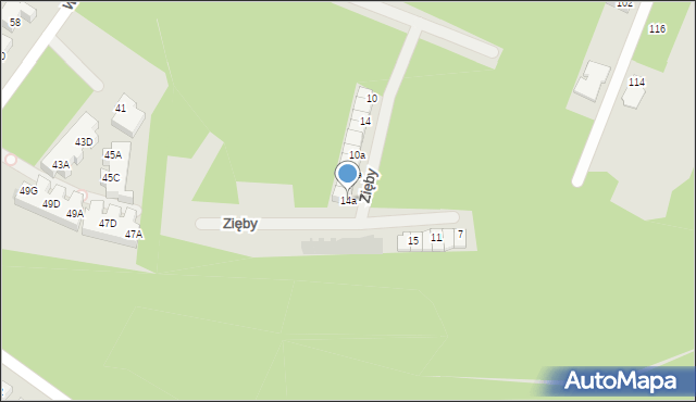 Siedlce, Zięby, 14a, mapa Siedlce