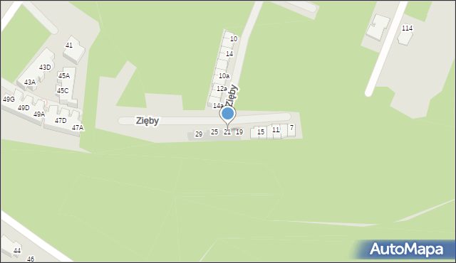 Siedlce, Zięby, 21, mapa Siedlce