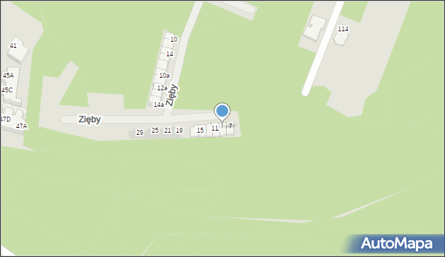 Siedlce, Zięby, 9, mapa Siedlce