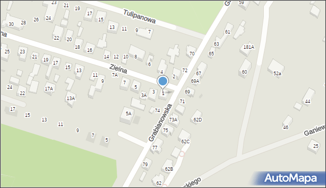 Siedlce, Zielna, 1, mapa Siedlce