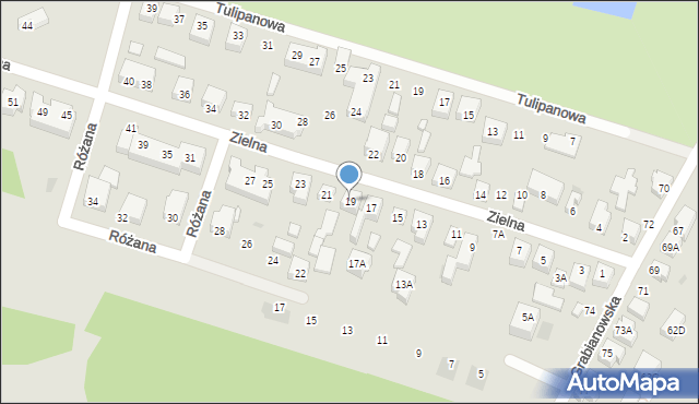 Siedlce, Zielna, 19, mapa Siedlce