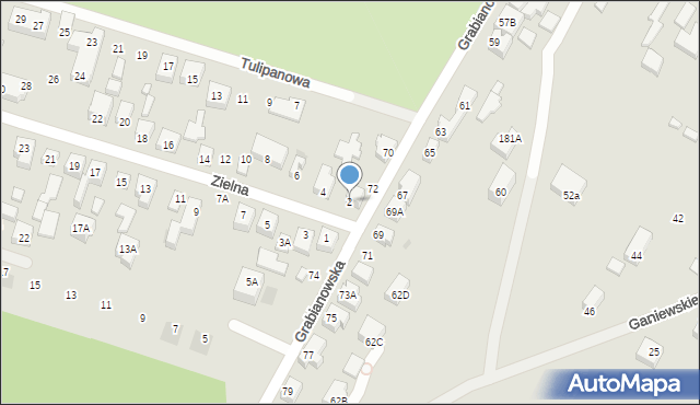 Siedlce, Zielna, 2, mapa Siedlce