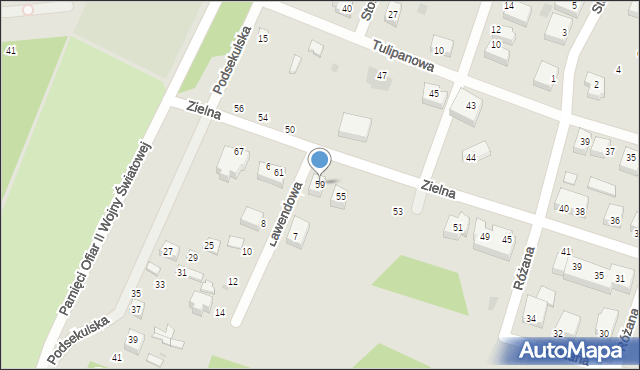 Siedlce, Zielna, 59, mapa Siedlce