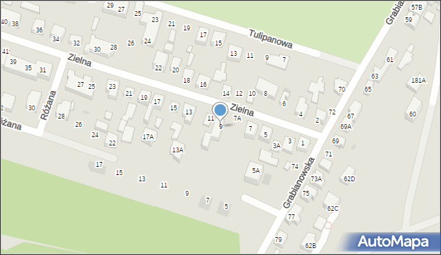 Siedlce, Zielna, 9, mapa Siedlce