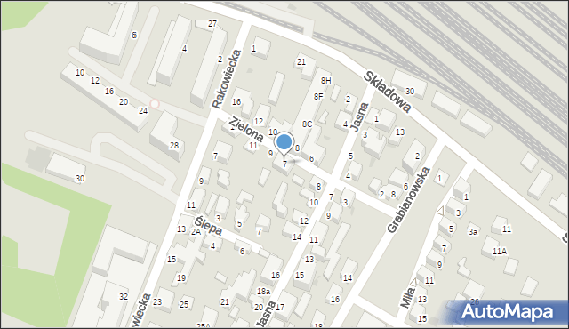 Siedlce, Zielona, 7, mapa Siedlce