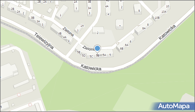 Siemianowice Śląskie, Zielona, 5B, mapa Siemianowice Śląskie