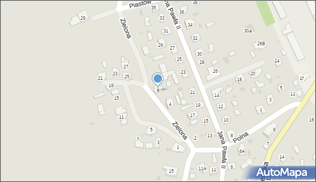 Sieniawa, Zielona, 6, mapa Sieniawa