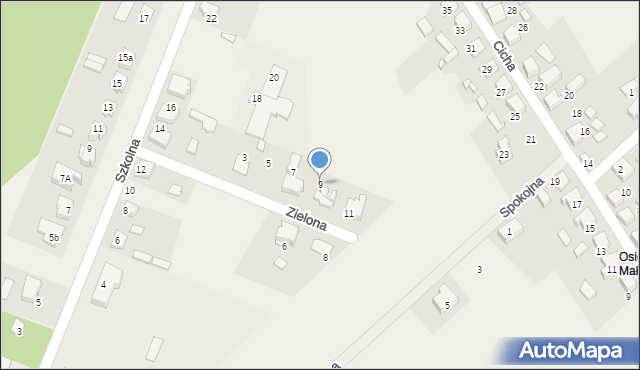 Sieraków Śląski, Zielona, 9, mapa Sieraków Śląski