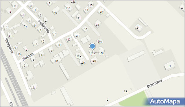Sierakowice, Zielona, 14a, mapa Sierakowice