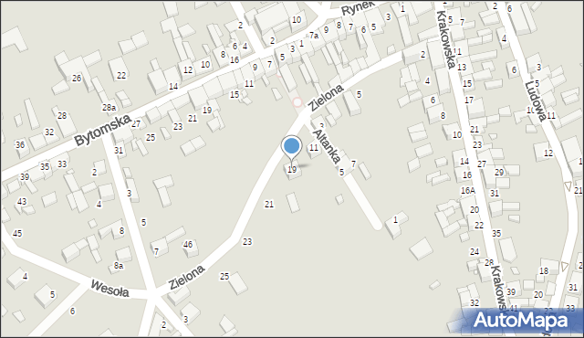 Siewierz, Zielona, 19, mapa Siewierz