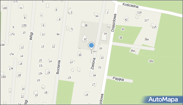 Sikory, Zielona, 1, mapa Sikory