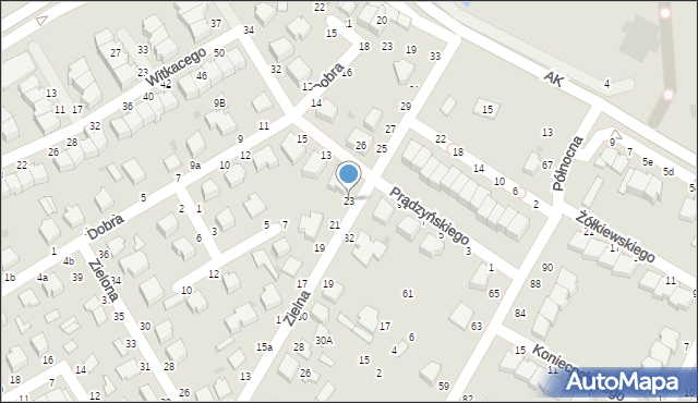 Skierniewice, Zielna, 23, mapa Skierniewic