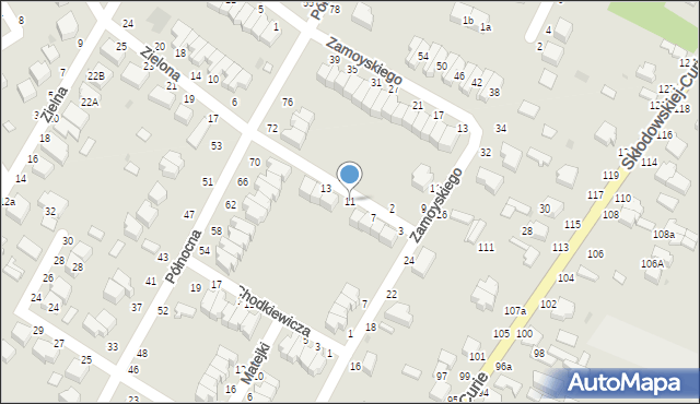 Skierniewice, Zielona, 11, mapa Skierniewic