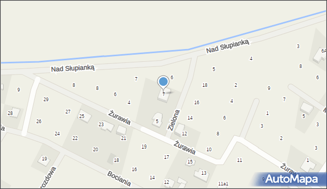 Słupno, Zielona, 7, mapa Słupno