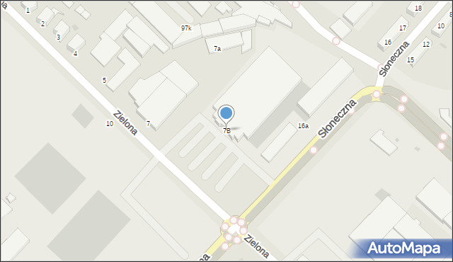 Słupsk, Zielona, 7B, mapa Słupska