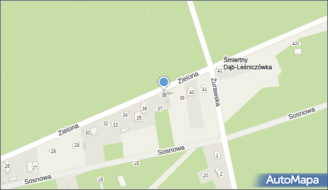 Śmiertny Dąb, Zielona, 38, mapa Śmiertny Dąb