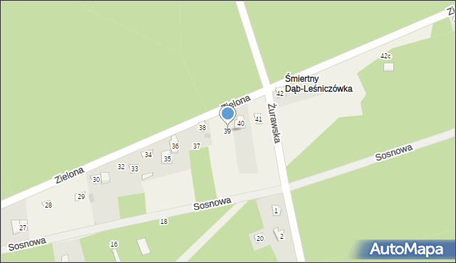 Śmiertny Dąb, Zielona, 39, mapa Śmiertny Dąb