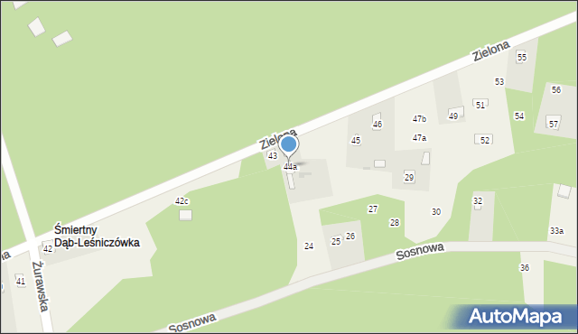 Śmiertny Dąb, Zielona, 44a, mapa Śmiertny Dąb