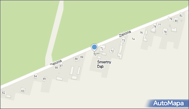 Śmiertny Dąb, Zielona, 70, mapa Śmiertny Dąb