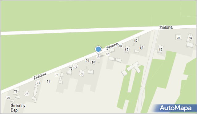 Śmiertny Dąb, Zielona, 81, mapa Śmiertny Dąb