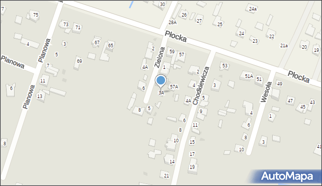 Sochaczew, Zielona, 3A, mapa Sochaczew