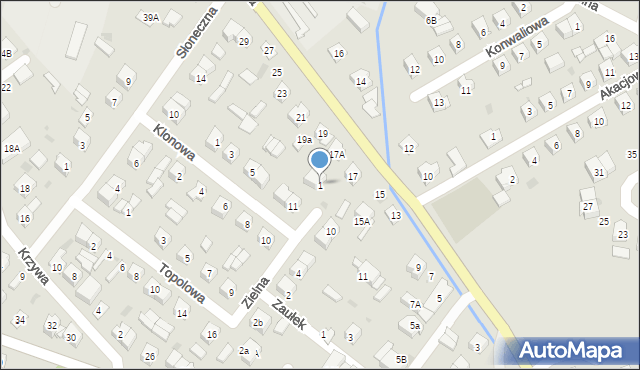 Sokołów Podlaski, Zielna, 1, mapa Sokołów Podlaski