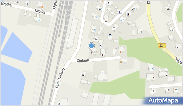 Somonino, Zielona, 1, mapa Somonino