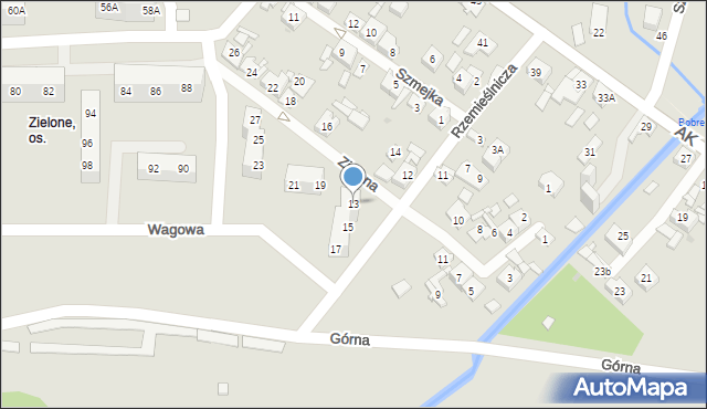 Sosnowiec, Zielona, 13, mapa Sosnowca