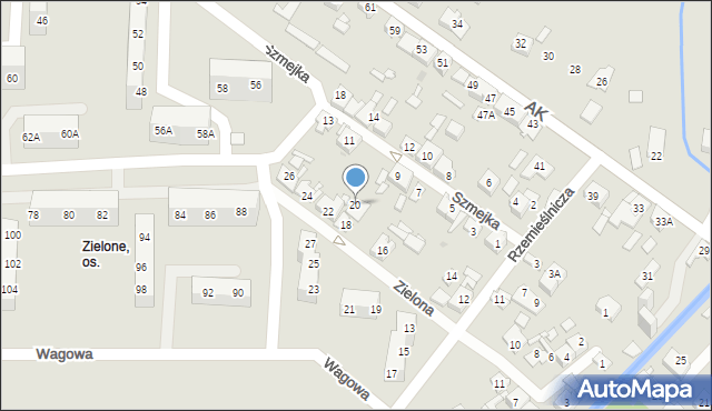 Sosnowiec, Zielona, 20, mapa Sosnowca