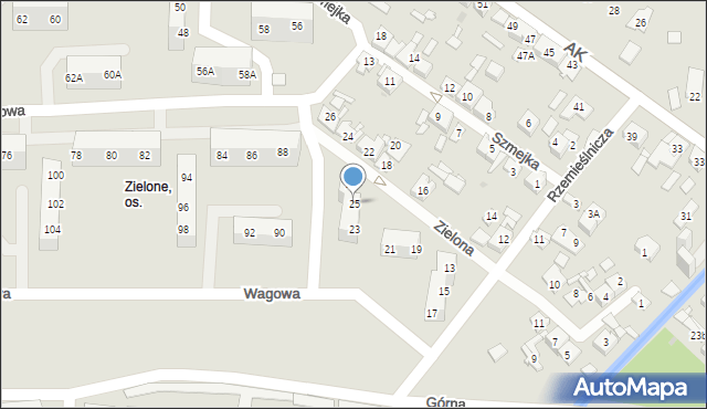 Sosnowiec, Zielona, 25, mapa Sosnowca