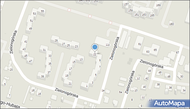 Sosnowiec, Zielonogórska, 11, mapa Sosnowca