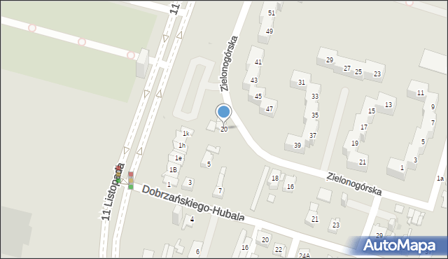 Sosnowiec, Zielonogórska, 20, mapa Sosnowca