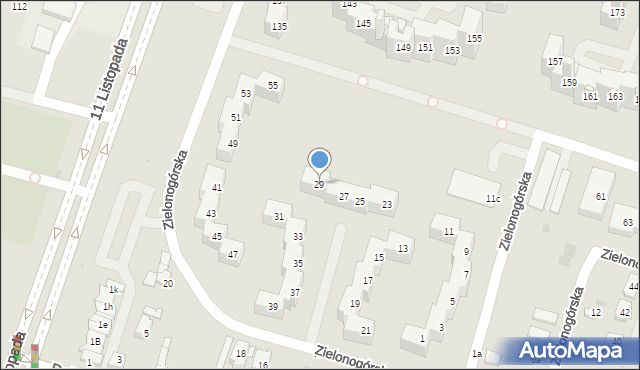 Sosnowiec, Zielonogórska, 29, mapa Sosnowca