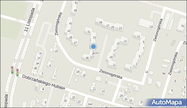 Sosnowiec, Zielonogórska, 37, mapa Sosnowca